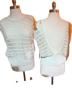 New Robert Rodriguez designer backless Mint Green Crochet Knit Crop Top
