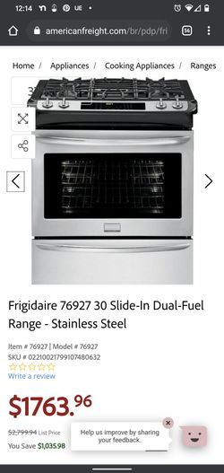 Frigidaire Professional Grade Convection Oven Gas/Electric