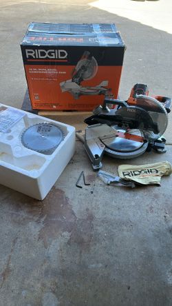 RIDGID 15 Amp 10 in. Corded Dual Bevel Miter Saw with LED Cut Line Indicator.