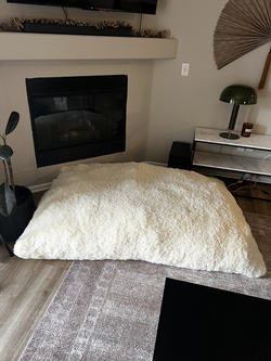 Faux Fur Soft Giant Beanbag Bed Chair with High Density Foam- Cream