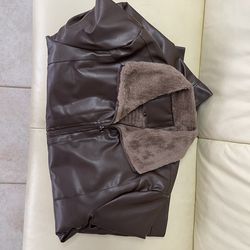 Brown Faux Leather Jacket w/ Sherpa Lining – Size L – New