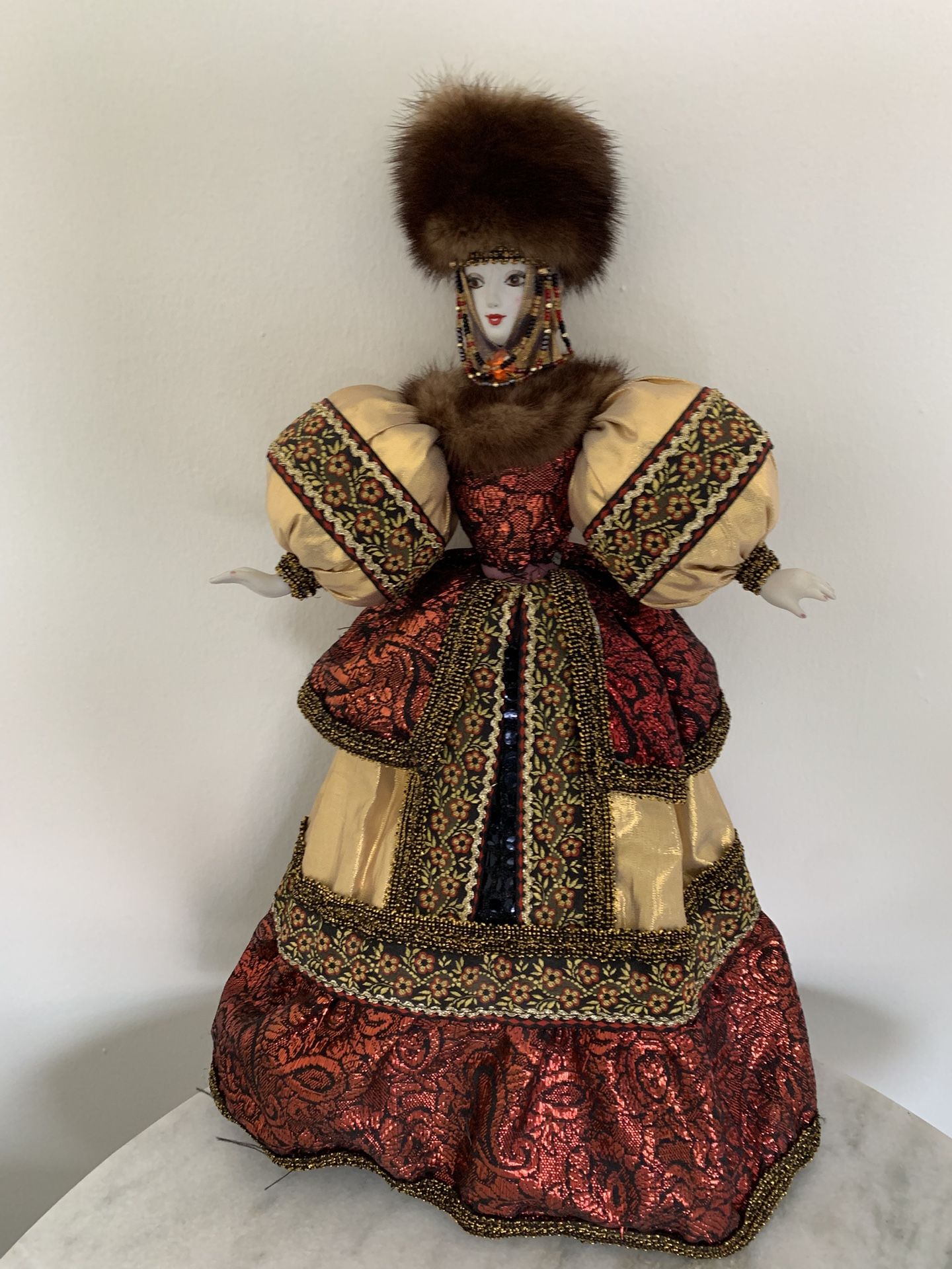 Elegant Porcelain Collectible Doll – Intricate Traditional Dress – Excellent Condition