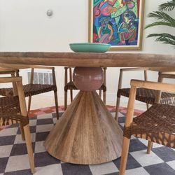 Four Hands Wood And Marble Dining Table 60”