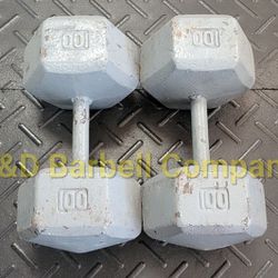 100lb Iron Hex Dumbbells Weights PAIR Used