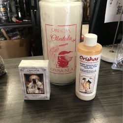Kit De Obatala - Veladora De 14 Días - Jabon Preparado Para Despojó Y Limpia - Baño En Líquido O Despojo De Casa 