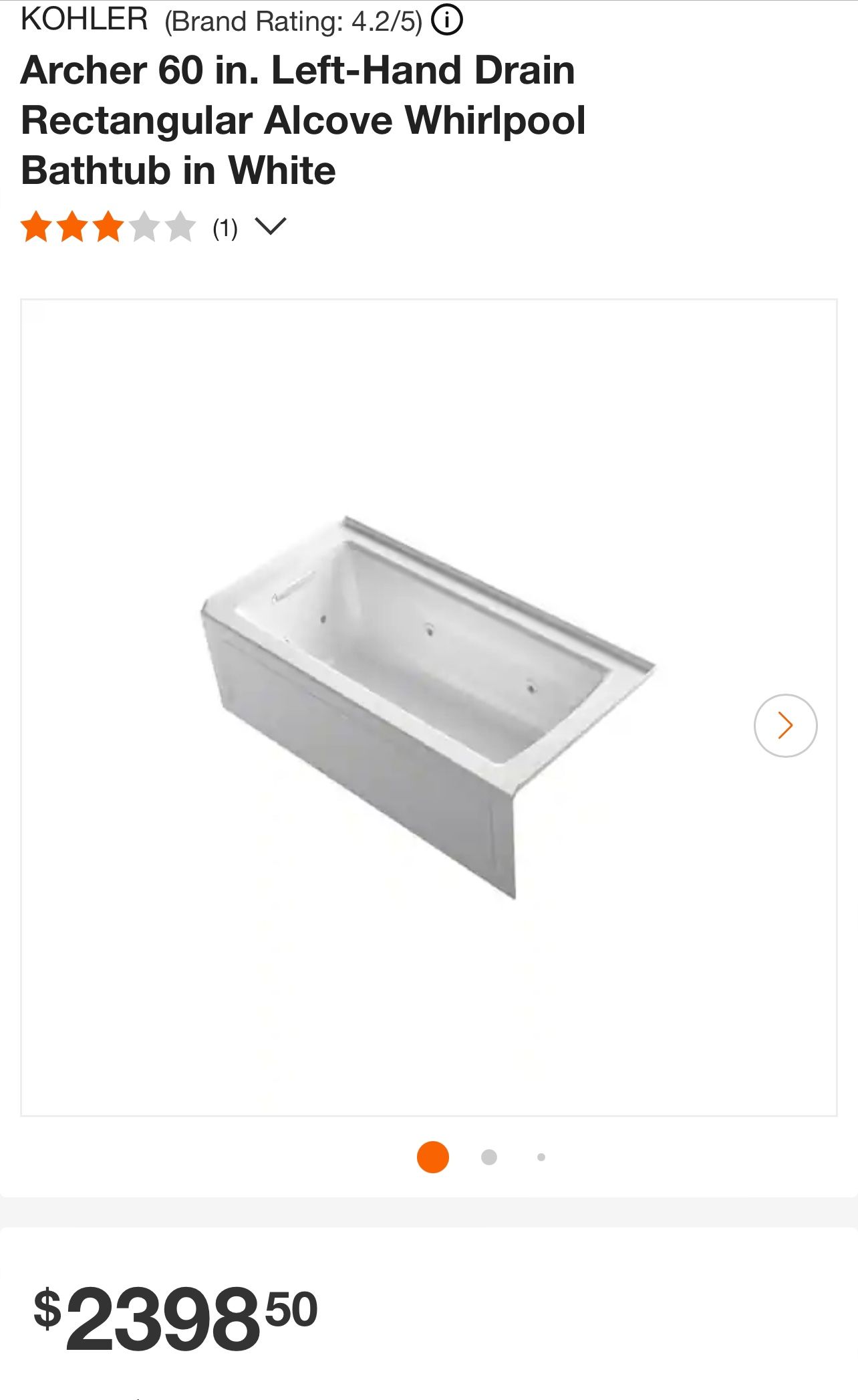 Kohler-whirlpool tub