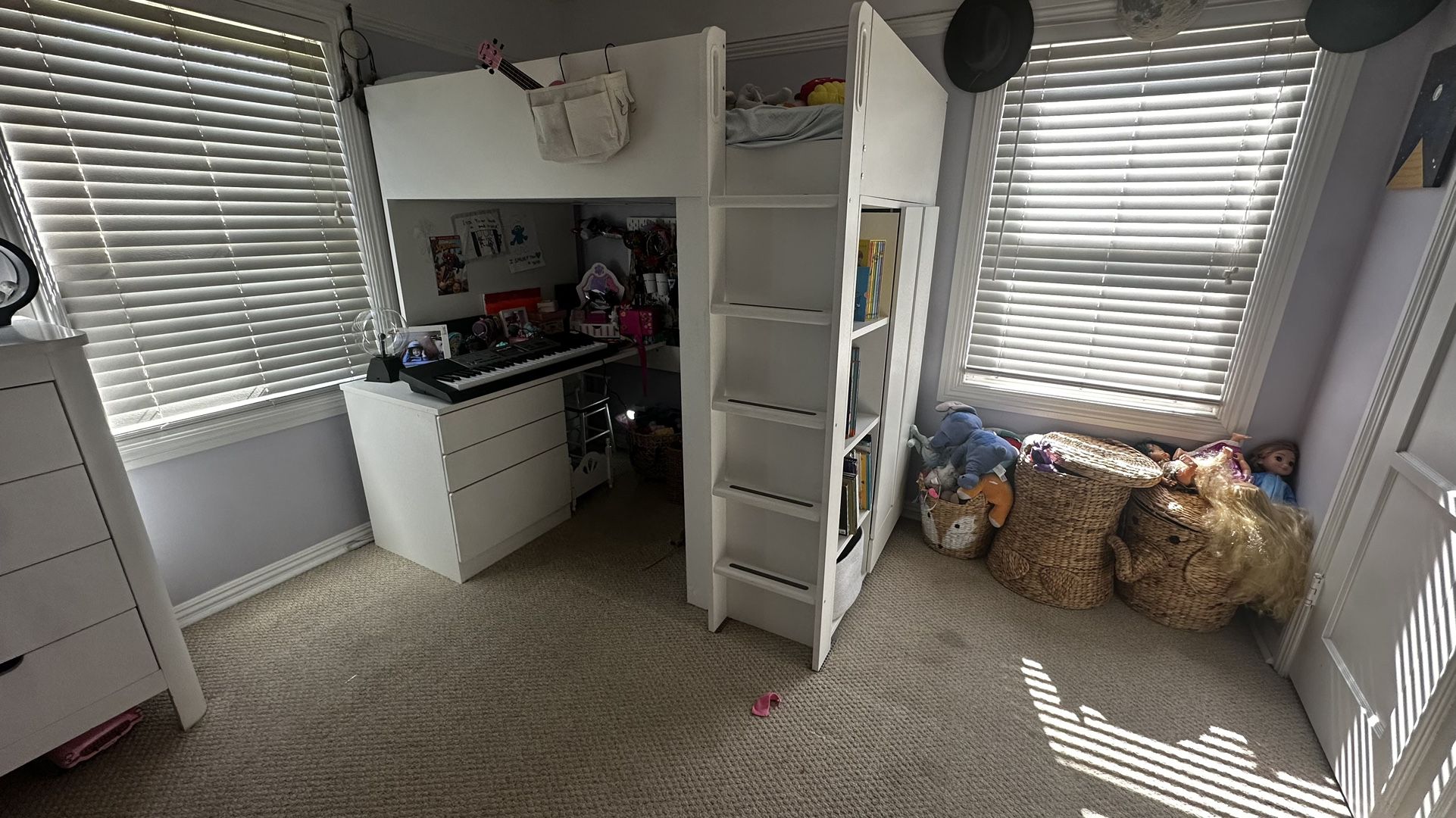 Ikea Bunkbed And Desk With Closet And Shelves