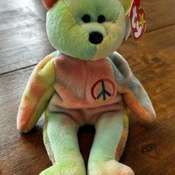 Peace Beanie Baby Bear Rare Perfect Tag