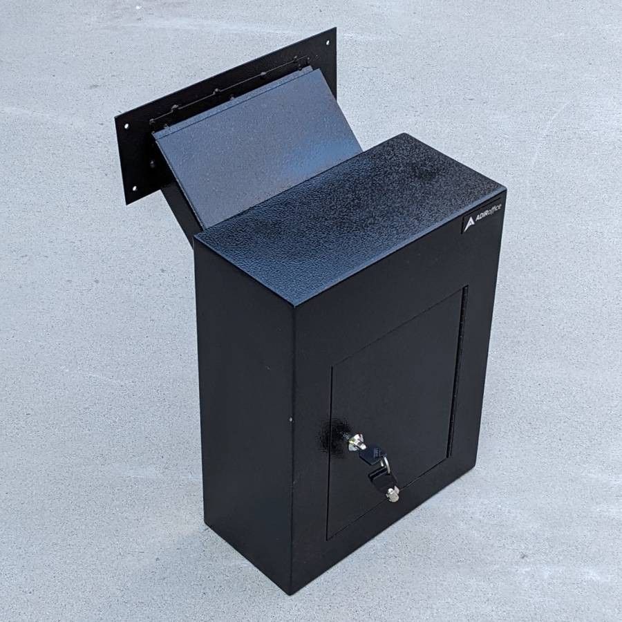 NEW AdirOffice through the wall heavy duty metal lockable mailbox vault drop box safe with adjustable length chute