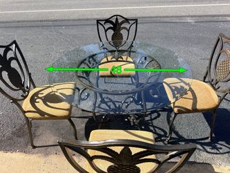 Round Glass Top Patio Table with 4 Chairs