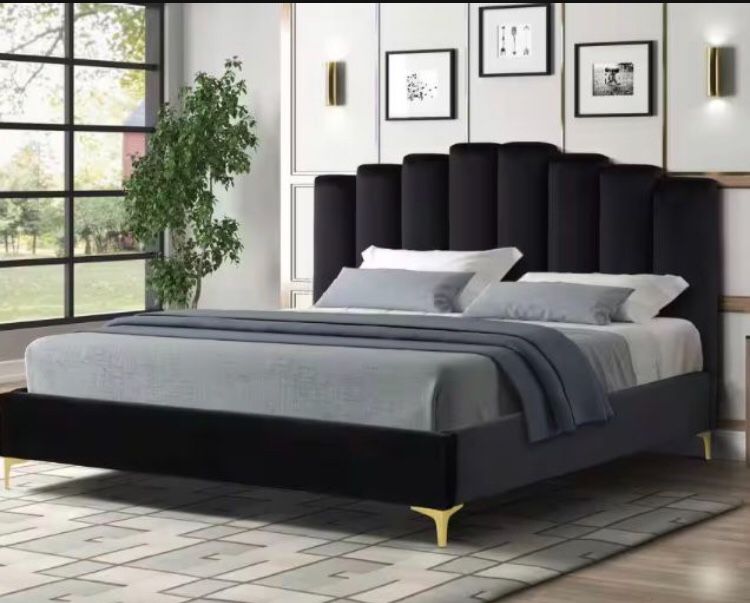 Glam Queen Size Bed ( Not Including Mattress)