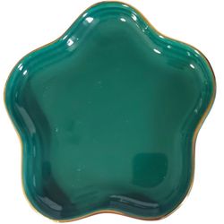 Ceramic Jewelry/Trinket Flower Dish Dark Green (5 Inch)