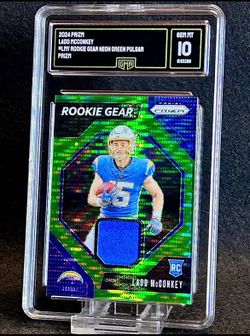 2024 Prizm 💥 Ladd Mcconkey 💥 Rookie Gear Neon Green Pulsar Prizm GMA 10 💎 Mint - Los Angeles Chargers ⚡️⚡️