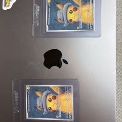 2 grey felt hat pikachu pokemon cards