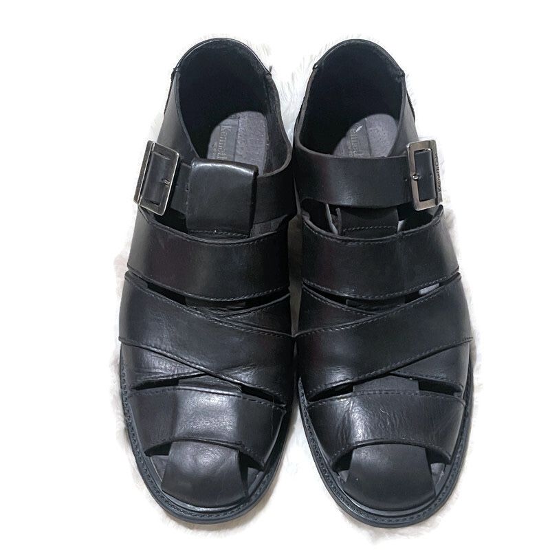 Kenneth Cole Black Leather Fisherman Sandals