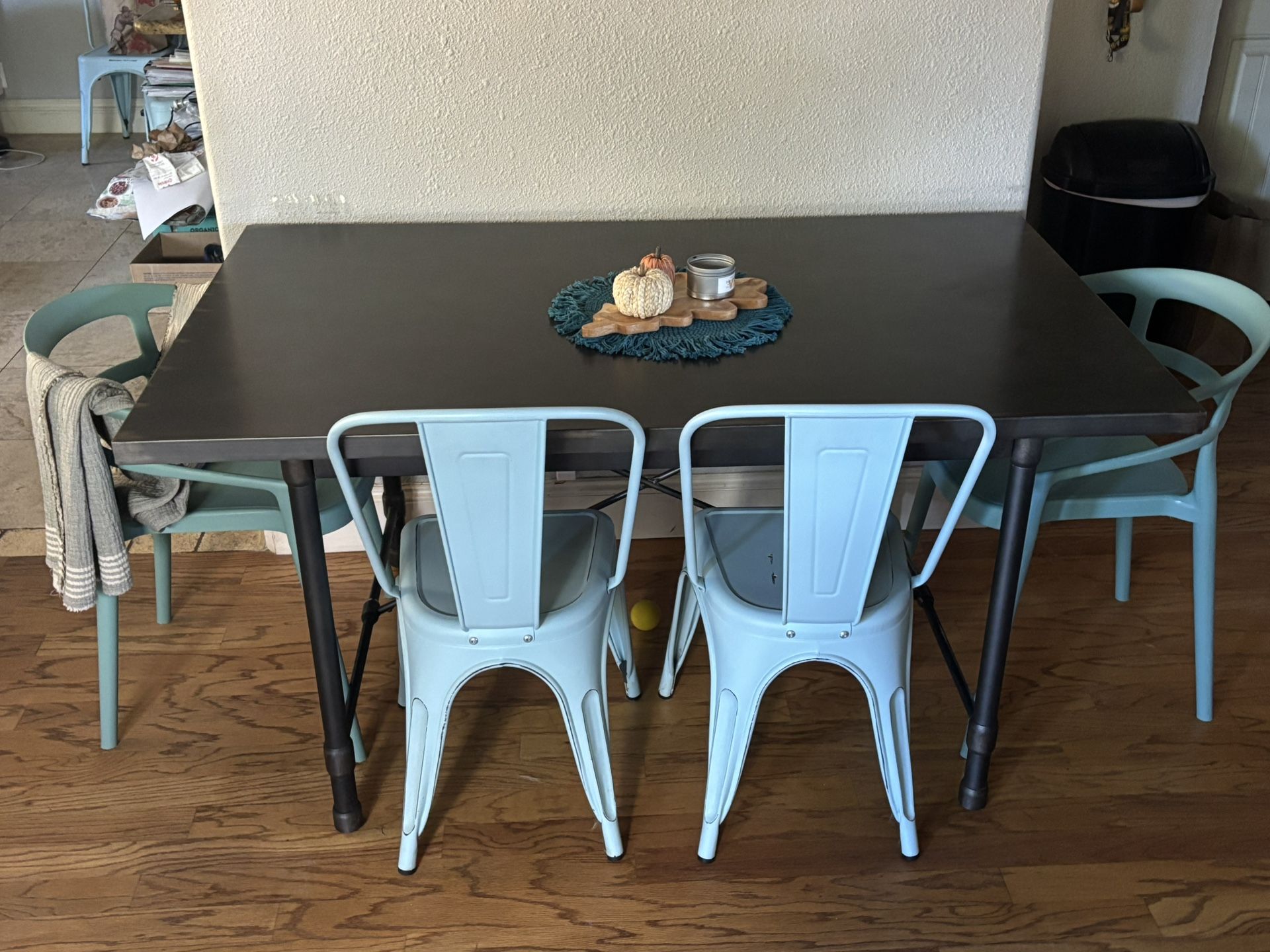 Metal Dining Table + 6 Chairs