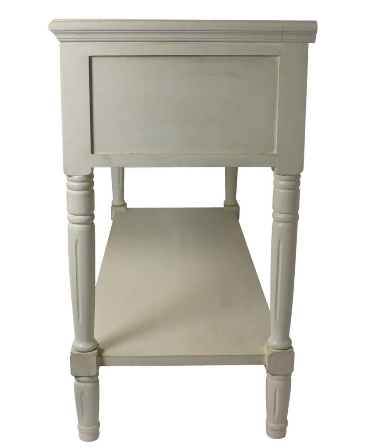 Avila Solid Wood 2-Drawer Console Table, Antiqued White