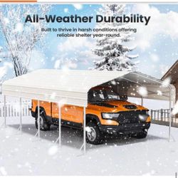 Metal Carport Heavy Duty 12x20ft Outdoor Galvanized Steel Car Port, Vehicle Canopy Garage Shade, Multi-Use Shelter for Car, Boat, Tractors & Outdoor S