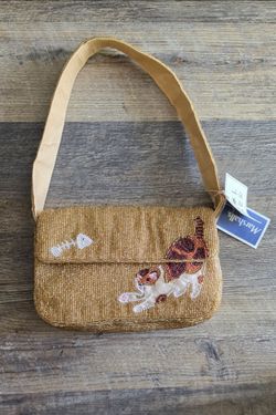Brand New SOL and MER Beaded Bag Purse Calico Cat Fish