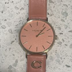 Coach Coral Pink Gold Tone Watch