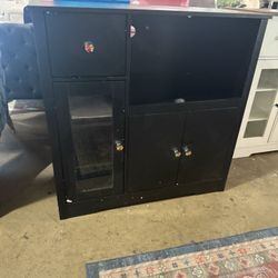 HORSTORS Microwave Cabinet, Kitchen Storage Unit with 3 Doors and 1 Drawer, Buffet Sideboard with Adjustable Shelves, Microwave Stand for Kitchen, Din