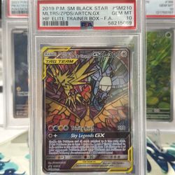 Pokemon PSA 10 Moltres Zapdos Articuno GX #SM210 Black Star Promo Tag Team