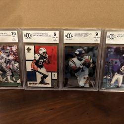 4-Card BCCG Graded NFL Lot (Cunningham / Carter / Moon / Coles)