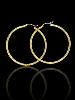 14K Hoop Earrings Diamond Cut