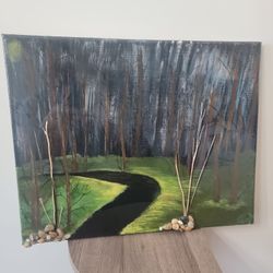 Hand Painted Woods Scene