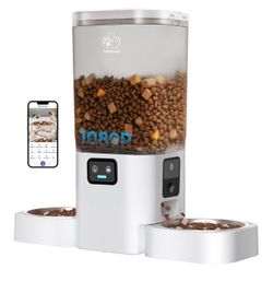 Frienhund Dual Automatic Cat Feeder with Camera for 2 Cats
