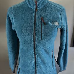 North Face Womens Summit Series Jacket Soft Fleece Full Zip Size Sm Stretch Blue