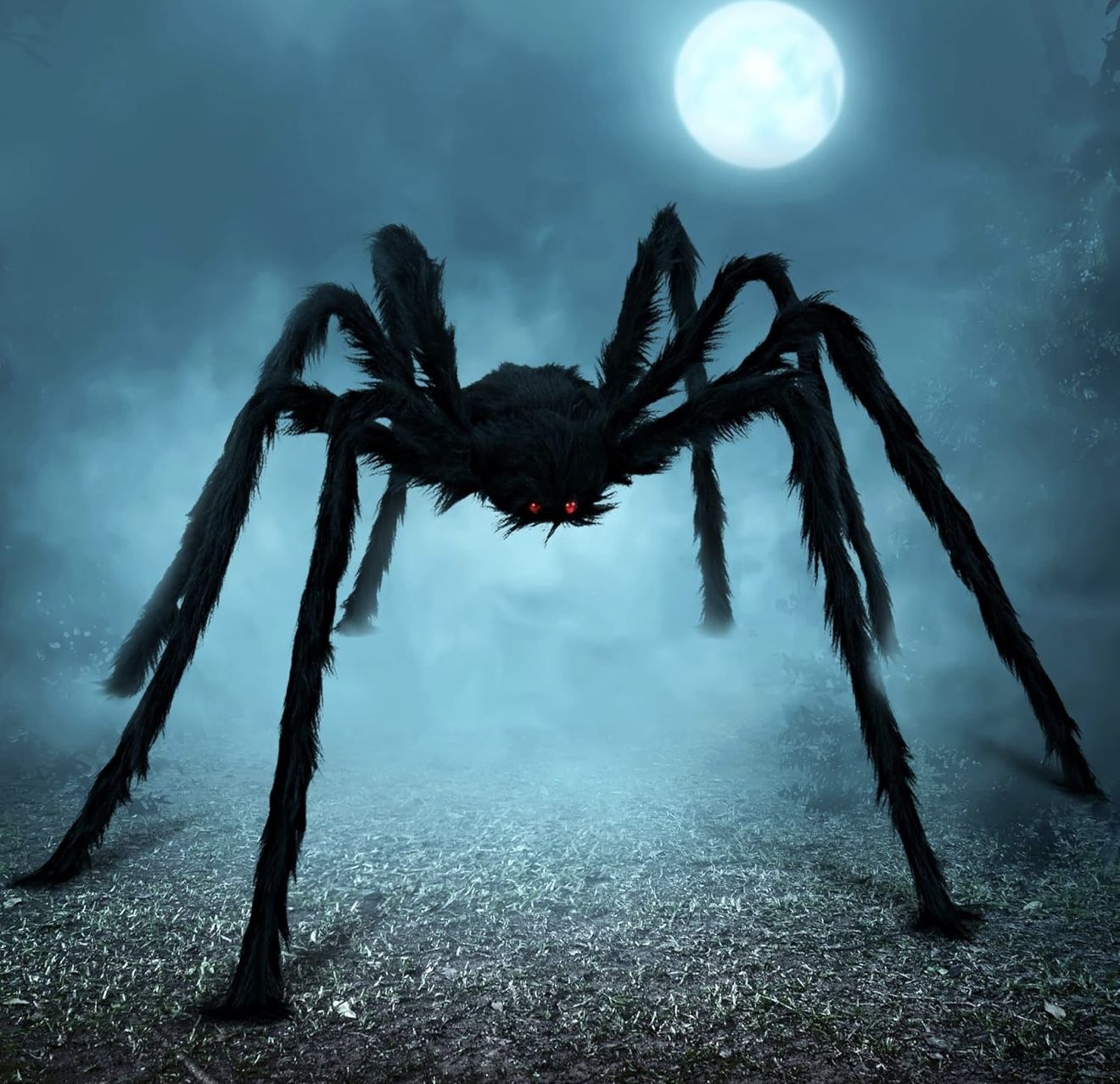 Halloween Outdoor Decorations Giant Spider, 5 Ft Large Spider for Yard Lawn Garden Patio Scary Halloween Outside Decor