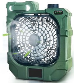 Creative Oil Pot Type Camping Small Desktop Fan, 10400mAh Battery Powered Fan with LED Lantern, Personal USB Desk Fan Cooling Table Fan, for Home Offi