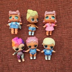 LOL SURPRISE DOLLS LOT OF 6 VERY RARE GLITTER ONE'S  PRE-OWNED 