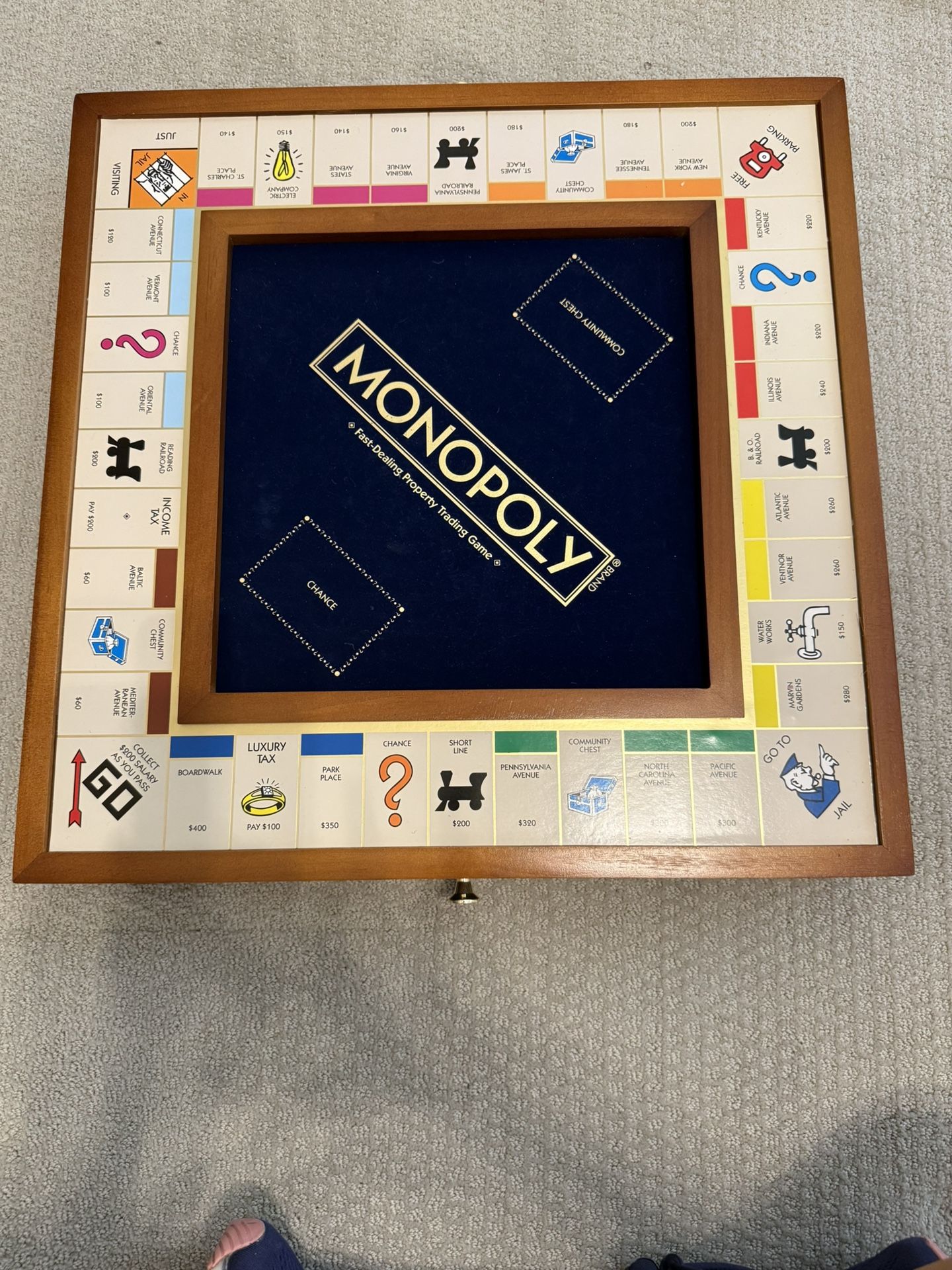 Classic Monopoly Game - Wooden Frame w/Storage