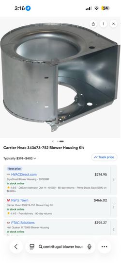 centrifugal blower housing or a specialized ventilation housing,
