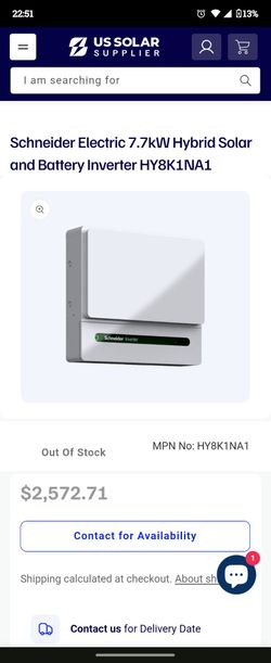 Schneider Electric 7.7kW Hybrid Solar and Battery Inverter HY8K1NA1