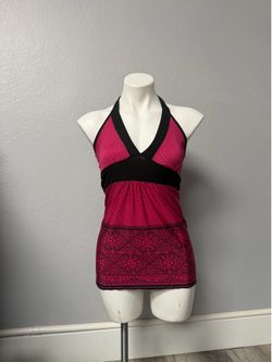 Becky Cameron Pink & Black Halter Top