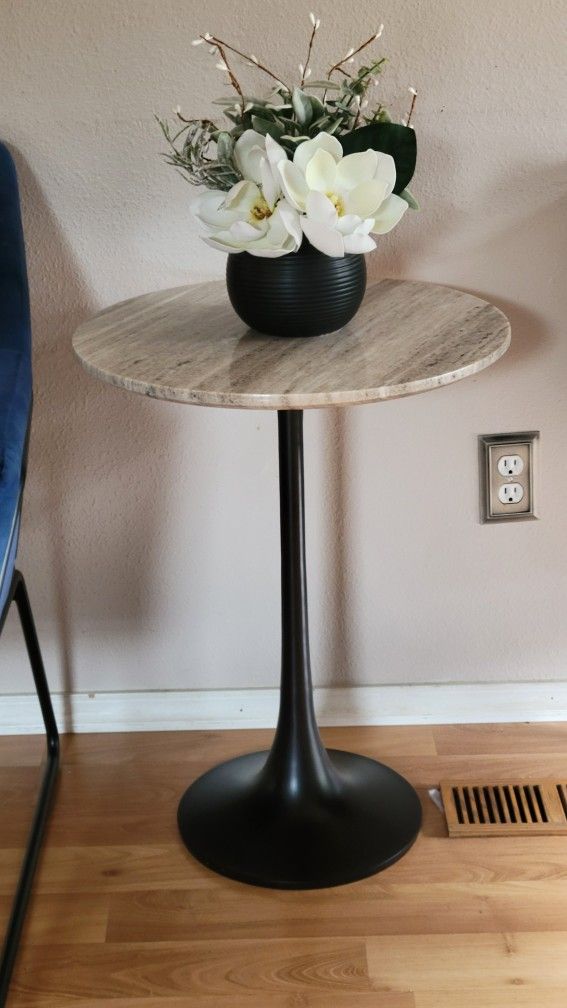 Crate & Barrel Marble Top Accent Table