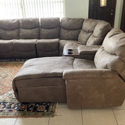 La-Z-Boy Untreated Leather Sectional Sofa