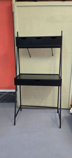 Karima Metal Framed Computer Desk in Black Finish with Drawers, 61.13" H X 31.34" W X 18.81" D