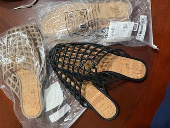 Woven Cage Mule Slides with Cork Footbed