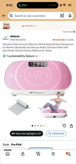 Vibration Plate Exercise Machine, Whole Body Workout Equipment for Women, Bluetooth and Silicone Pedal, Vibration Plate with Auto Mode, Vibrate Fitnes