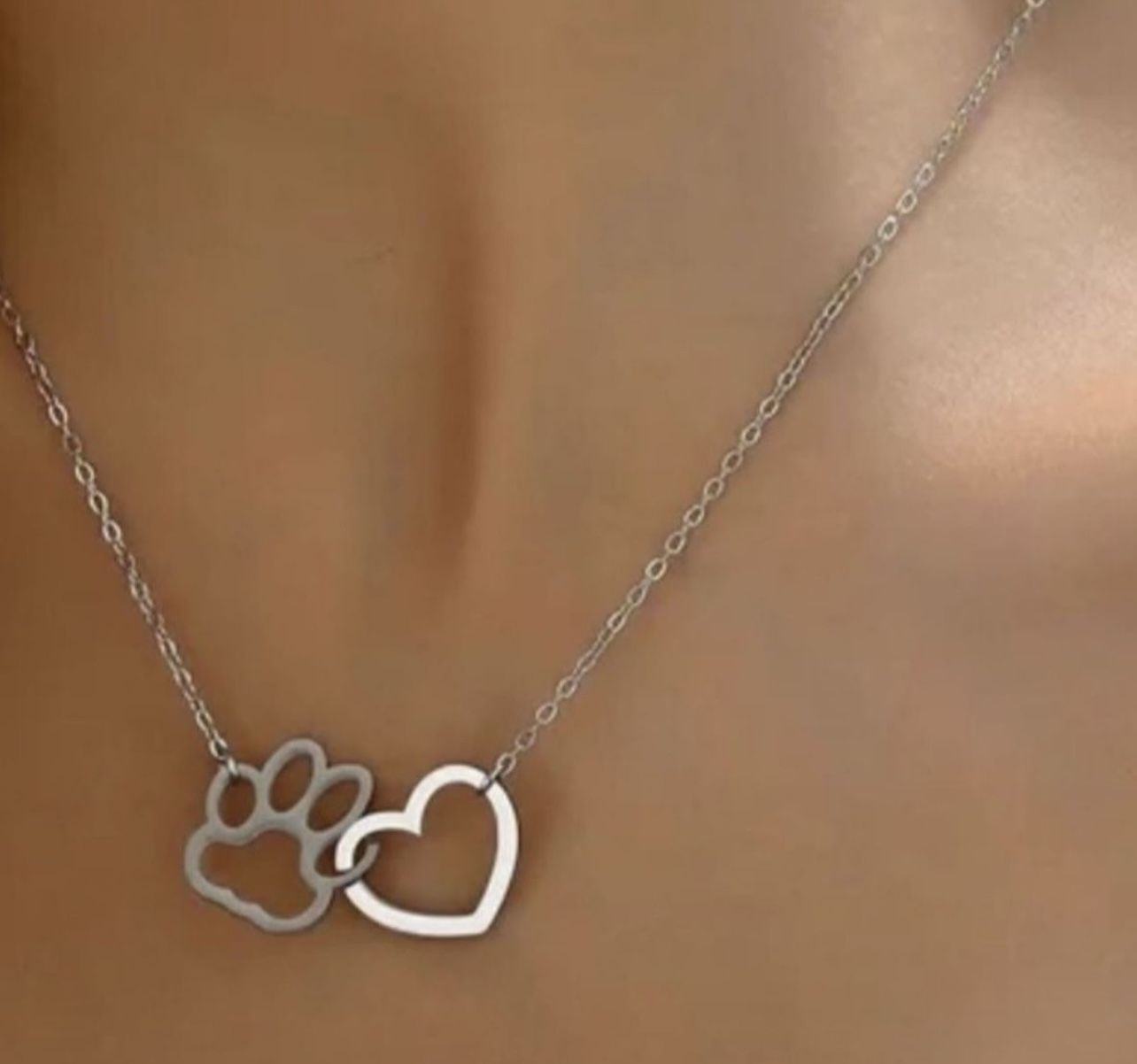 Cute Heart Shape Pet Necklace 394 Stainless and bracelet - New - See Other Items For Discount