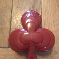 Vintage Red Club Shaped Hard Resin Covered Box