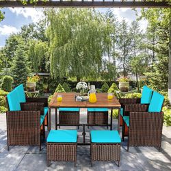 NEW 9 Piece Outdoor Patio Furniture Set - Turquoise