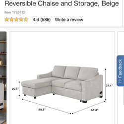 MARCH SALE!! 🛋️✨ Coddle Aria Fabric Sleeper Sofa with Reversible Chaise – Beige ✨