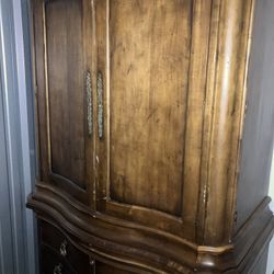 Mid Century Modern Wooden 6 Drawer Entertainment Cabinet Armoire