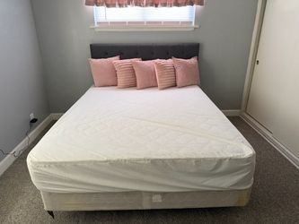 Queen Bed & Frame with Tufted Headboard