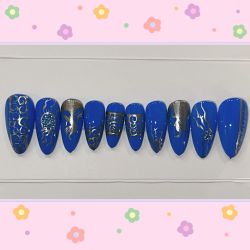 Ocean blue series hand painted nail art/false nails/imitation diamond decoration